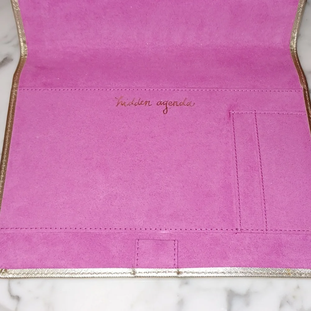 Lilly Pulitzer Gold Agenda Folio Gold exterior pink interior 8